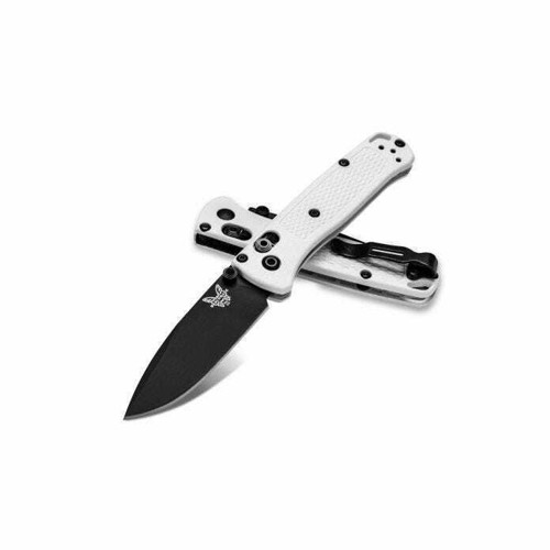 BENCHMADE Mini Bugout AXIS Folding KNife 2.82" Black Drop Point Blade w/ White Grivory Handles for sale at KYGUNCO.