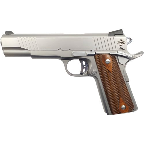 ROCK ISLAND M1911 Rock FS Tactical 45 ACP 5" 8rd Pistol - CA Compliant - Stainless / Wood Grips for sale at KYGUNCO.