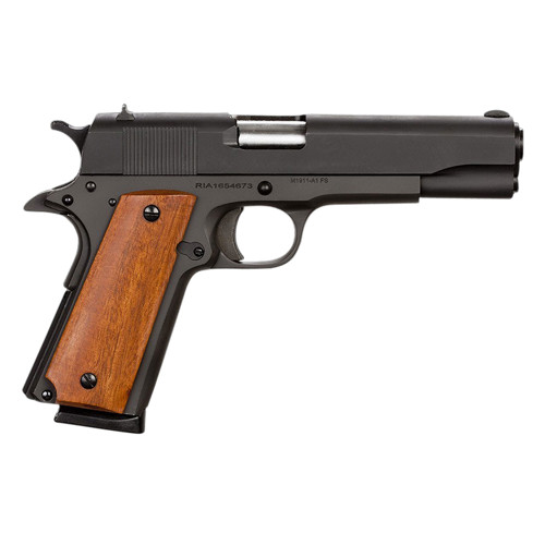ROCK ISLAND 1911-A1 45ACP 4.25" 8rd Pistol - CA Compliant - Black / Wood Grips for sale at KYGUNCO.
