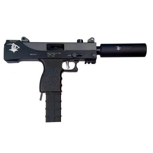 MASTERPIECE ARMS Defender Grim Reaper 9mm 5.5" 30+1 Pistol w/ Threaded Barrel & Faux Suppressor for sale at KYGUNCO.