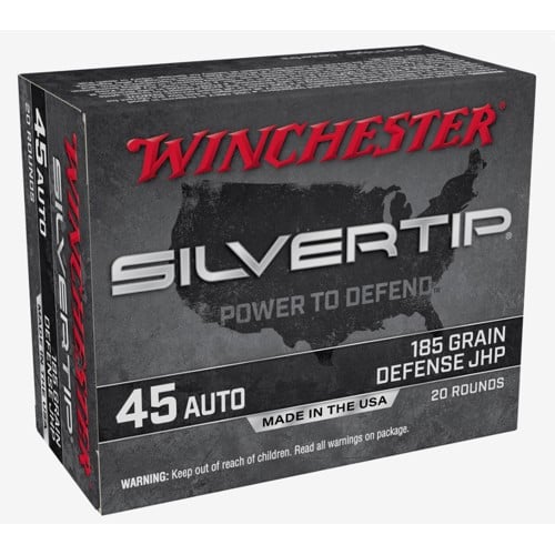 WINCHESTER Silvertip 45 ACP 185Gr Defense Hollow Point Brass Ammunition | 20 Rounds for sale at KYGUNCO.