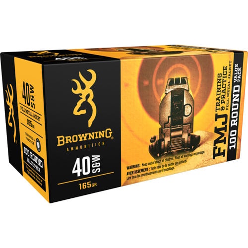 BROWNING Value Pack 40 S&W 165gr Full Metal Jacket Ammunition | 100 Rounds for sale at KYGUNCO.