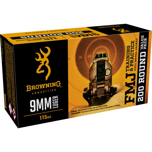 BROWNING AMMO 9mm 115 FMJ Value Pack 200rd for sale at KYGUNCO.