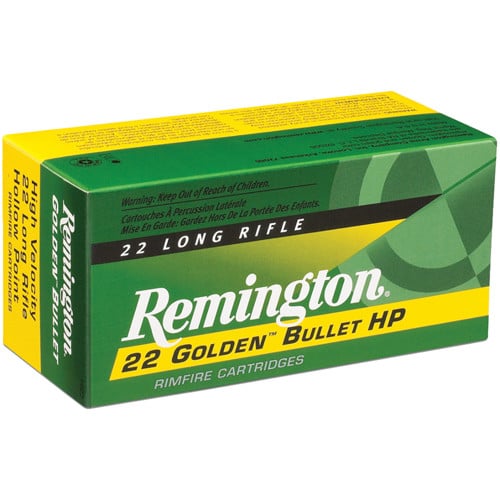 REMINGTON Golden Bullet 22LR 36gr Plated Hollow Point Ammunition | 225 Rounds for sale at KYGUNCO.