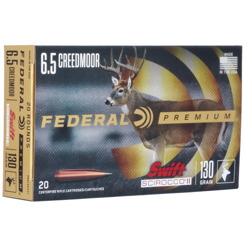 FEDERAL AMMO Premium 6.5 Creedmoor 130gr Swift Scirocco Ammunition | 20 Rounds for sale at KYGUNCO.