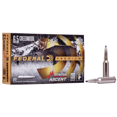 FEDERAL AMMO Terminal Ascent 6.5 Creedmoor 130gr Brass Rifle Ammunition | 20 Rounds for sale at KYGUNCO.