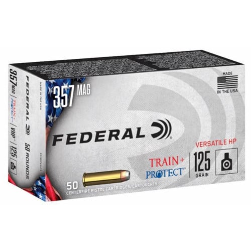 FEDERAL AMMO Train + Protect 357 Mag 125gr Versatile Hollow Point Ammunition | 50 Rounds for sale at KYGUNCO.