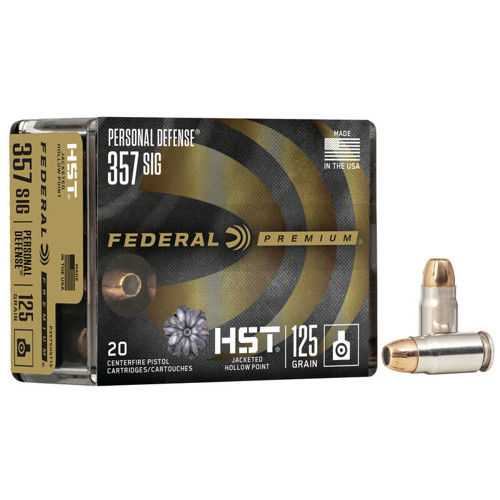 FEDERAL AMMO Personal Defense 357 SIG 125gr Jacketed Hollow Point Ammunition | 20 Rounds for sale at KYGUNCO.