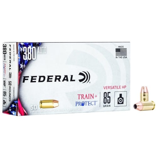 FEDERAL AMMO Train + Protect 380 ACP 85gr Versatile HP Ammunition | 50 Rounds for sale at KYGUNCO.