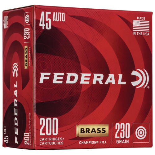 FEDERAL AMMO 45 ACP 230gr FMJ Brass Ammunition | 200 Rounds for sale at KYGUNCO.