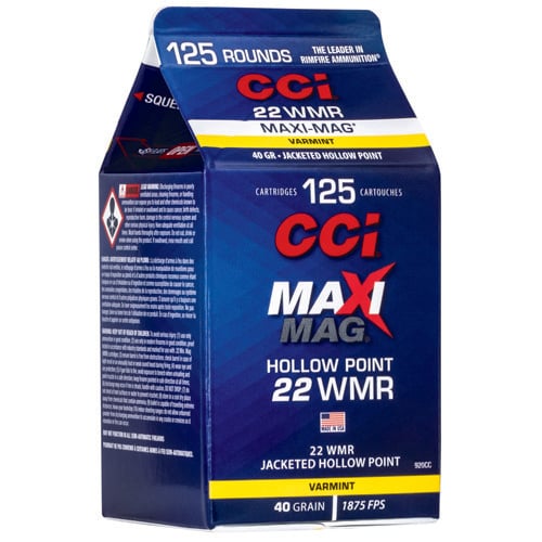 CCI Maxi-Mag 22 WMR 40gr Hollow Point Ammunition | 125 Rounds