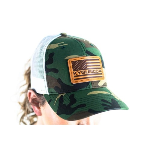 KYGUNCO Flag Hat - Camo/White for sale at KYGUNCO.