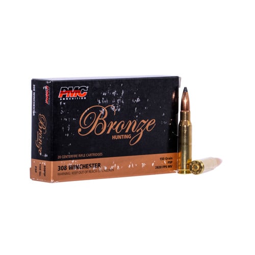 PMC Bronze 308 Win 150gr Pointed Soft Point Ammunition | 20 Rounds for sale at KYGUNCO.