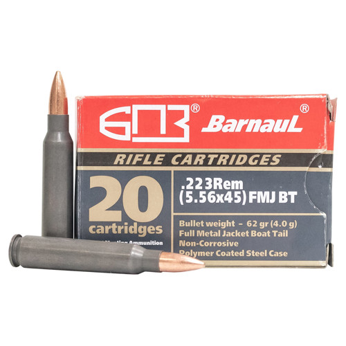 BARNAUL AMMO 223/5.56 62Gr FMJBT Steel Case 20rd for sale at KYGUNCO.