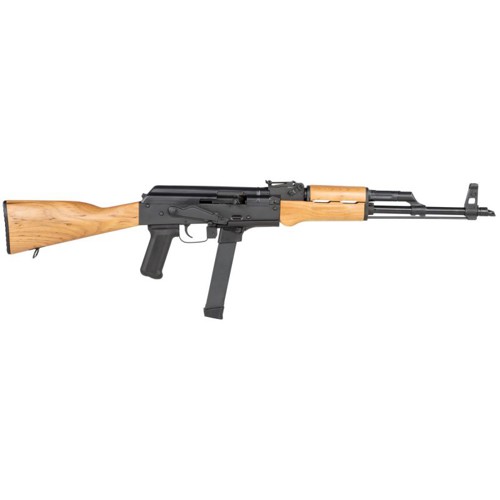 CENTURY ARMS WASR-M 9mm 16.3" 33rd Semi-Auto AK47 Rifle - Glock Mags - Black / Wood for sale at KYGUNCO.