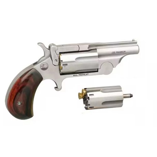 NAA Ranger II 22LR / 22WMR 1.63" 5rd Mini-Revolver - Stainless | Rosewood Bird's Head Grip for sale at KYGUNCO.