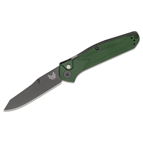 BENCHMADE 9400BK Osborne Auto Folding 3.4" Plain Blade Knife - Green Aluminum Handle for sale at KYGUNCO.
