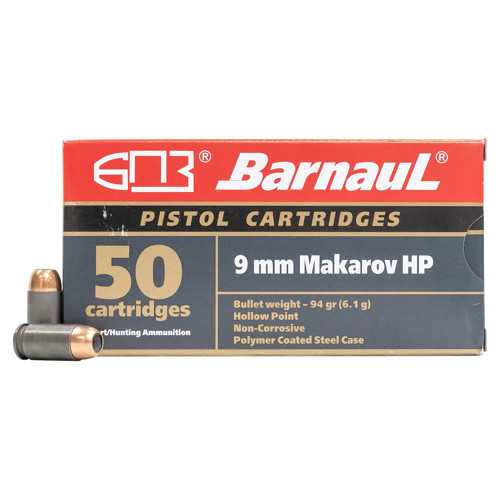 BARNAUL AMMO 9mm Makarov 94Gr HP Polycoated Steel Case 50rd for sale at KYGUNCO.