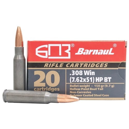 BARNAUL AMMO 308 Win 150Gr HPBT Polycoated Steel Case 20rd for sale at KYGUNCO.