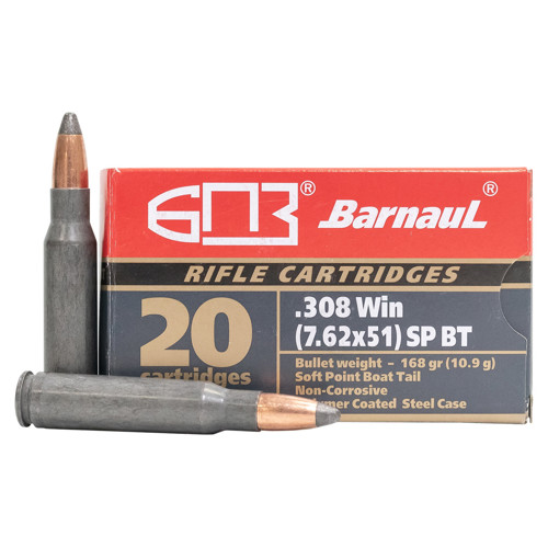 BARNAUL AMMO 308 Win 168Gr SPBT Polycoated Steel Case 20rd for sale at KYGUNCO.