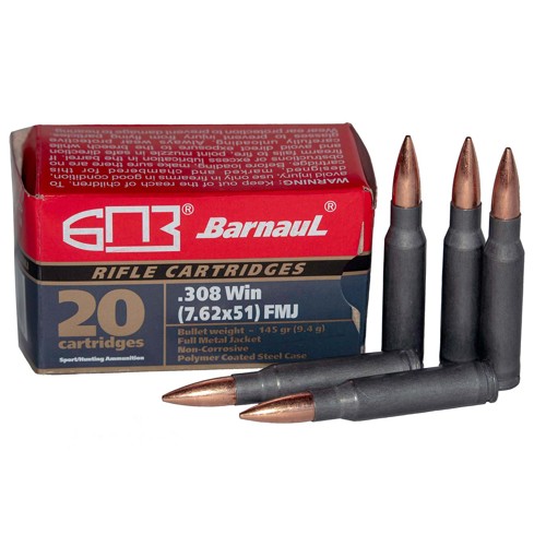 BARNAUL AMMO 308 Win 145Gr FMJ Zinc Steel Case 20rd for sale at KYGUNCO.