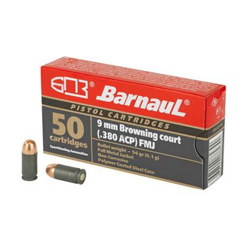 BARNAUL AMMO 380 Auto 94Gr FMJ Polycoated Steel Case 50rd for sale at KYGUNCO.