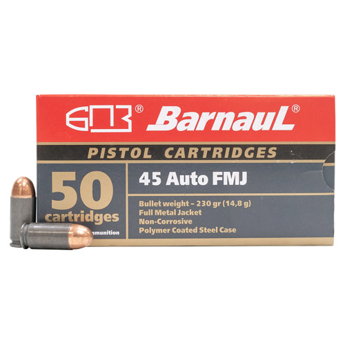 BARNAUL AMMO 45 Auto 230Gr FMJ Polycoated Steel Case 50rd for sale at KYGUNCO.