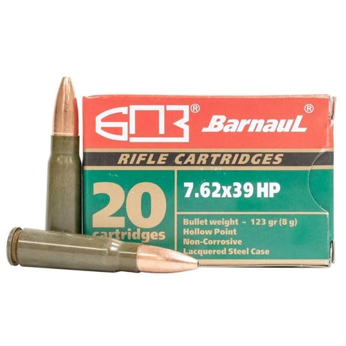 BARNAUL AMMO 7.62x39 123Gr HP Lacquered Steel Case 20rd for sale at KYGUNCO.