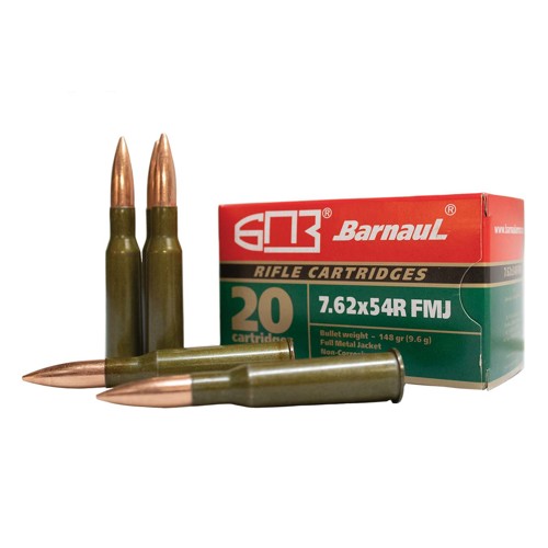 BARNAUL AMMO 7.62x54R 148Gr FMJ Lacquered Steel Case 20rd for sale at KYGUNCO.