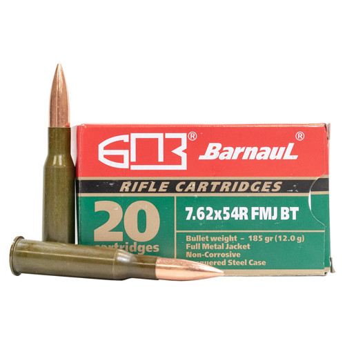 BARNAUL AMMO 7.62x54R 185Gr FMJBT Lacquered Steel Case 20rd for sale at KYGUNCO.