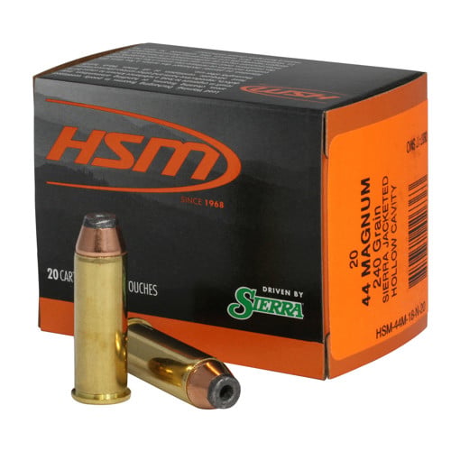 HSM AMMO 44 Rem Mag 240gr Jacketed Hollow Cavity Ammunition | 20 Rounds for sale at KYGUNCO.