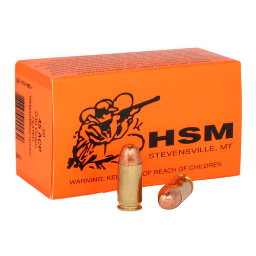 HSM AMMO 45 ACP 230Gr Plated RN 50rd for sale at KYGUNCO.