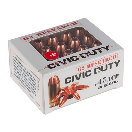 G2 RESEARCH 45ACP Civic Duty 164Gr Lead Free Copper 20rd for sale at KYGUNCO.