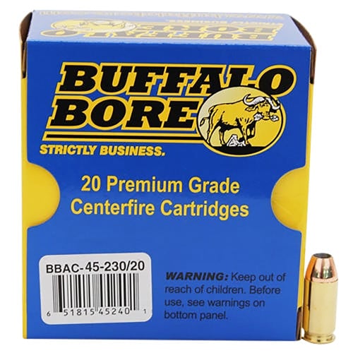 BUFFALO BORE 45 ACP +P 230 gr Jacketed Hollow Point (JHP) 20rd for sale at KYGUNCO.