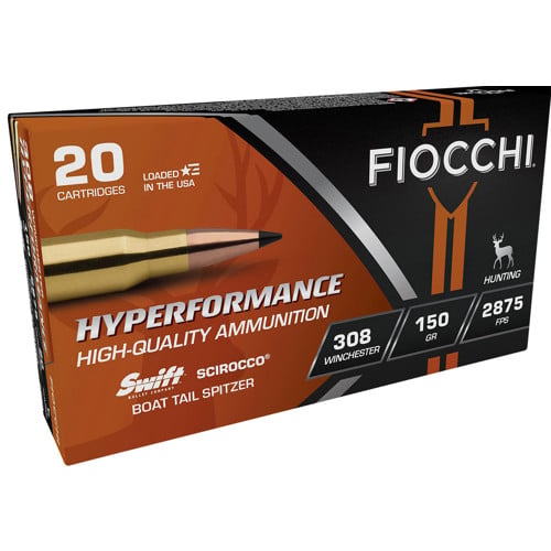 FIOCCHI Hyperformance 308 Win 150 gr Swift Scirocco II Bonded Ammunition | 20 Rounds for sale at KYGUNCO.