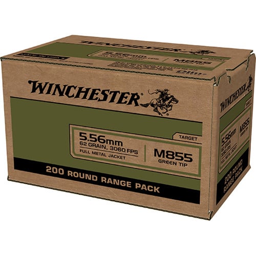 WINCHESTER USA 5.56 NATO 62gr Full Metal Jacket Green Tip Ammunition | 200 Rounds for sale at KYGUNCO.
