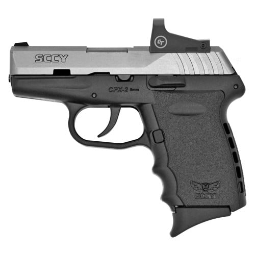SCCY INDUSTRIES CPX-2 9mm 3.1" 10rd Pistol w/ Crimson Trace Red Dot - Stainless / Black for sale at KYGUNCO.