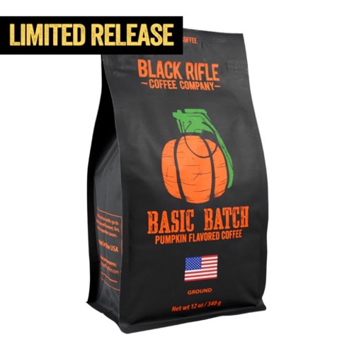 BLACK RIFLE COFFEE Basic Batch Pumpkin Medium Coffee Blend 12oz for sale at KYGUNCO.