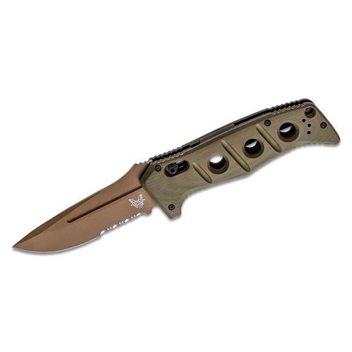 BENCHMADE Adamas AUTO Folding Knife 3.78" FDE Drop Point Combo Blade w/ ODG G10 Handles for sale at KYGUNCO.