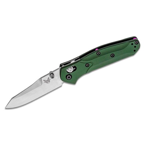 BENCHMADE Mini Osborne Folding Knife 2.92" Reverse Tanto Blade w/ Green Aluminum Handles for sale at KYGUNCO.