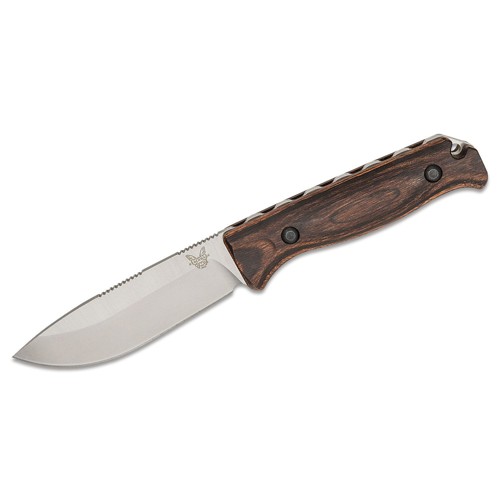 BENCHMADE Saddle Mount Skinner Fixed Blade Knife 4.2" Drop Point w/ Stabilized Wood Handles + Sheath for sale at KYGUNCO.