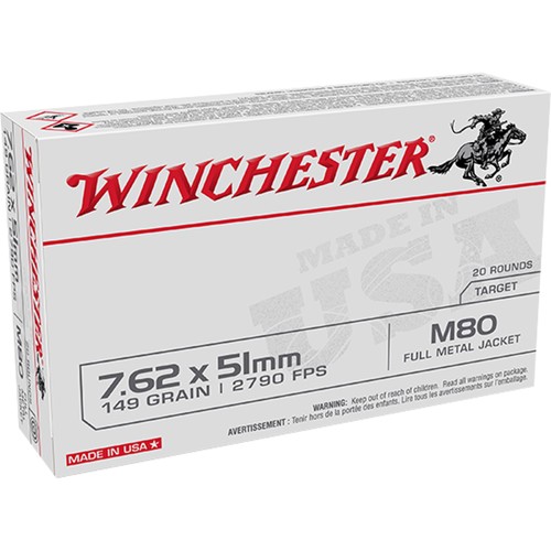 WINCHESTER USA 7.62x51 NATO 149gr Full Metal Jacket Ammunition | 20 Rounds for sale at KYGUNCO.
