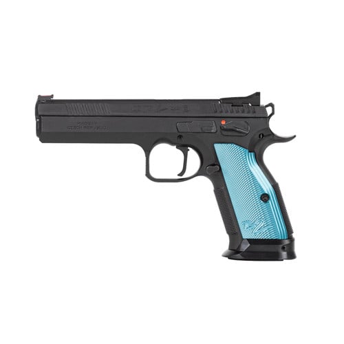 CZ-USA TS 2 9mm 5.3" 20rd - Black & Turquoise for sale at KYGUNCO.