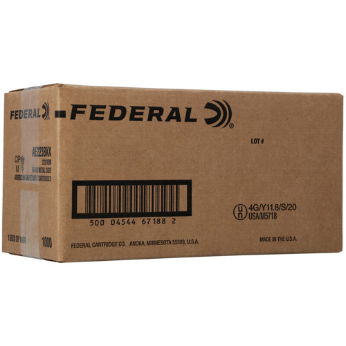 FEDERAL AMMO American Eagle 223 REM 55gr Full Metal Jacket BT Ammunition | 1000 Round Case for sale at KYGUNCO.