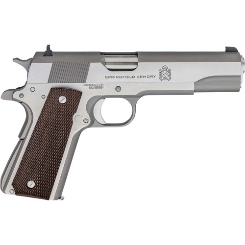 SPRINGFIELD ARMORY 1911 Mil-Spec 45 ACP 5" 7rd Pistol - Stainless / Wood Grips for sale at KYGUNCO.