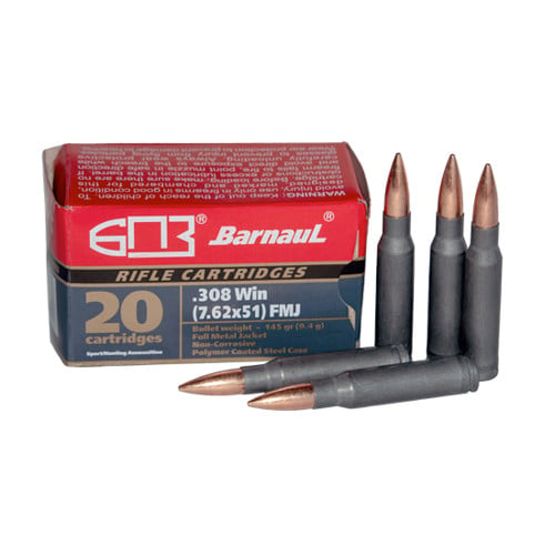 BARNAUL AMMO 308 WIN 145Gr FMJ Poly Coated Steel Case 20rd for sale at KYGUNCO.