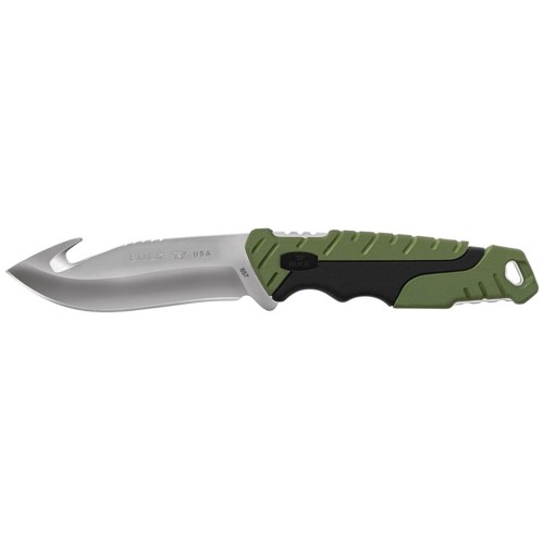 BUCK KNIVES Pursuit Fixed Blade Knife 4.5" Blade + Gut Hook w/ Green Nylon Handles & Sheath for sale at KYGUNCO.