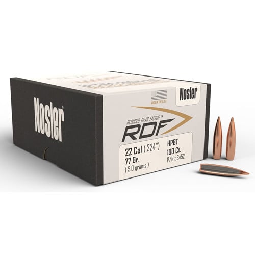 NOSLER Reloading Bullets HPBT RDF 22 Caliber 77 Grain100rd for sale at KYGUNCO.