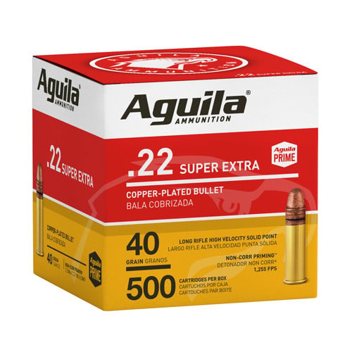 AGUILA AMMO 22LR 40gr Super Extra Coper-Plated Ammunition | 500 Rounds for sale at KYGUNCO.