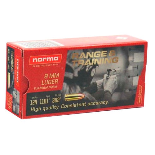 NORMA AMMO 9mm Luger Range/Trng FMJ 124Gr 50rd for sale at KYGUNCO.